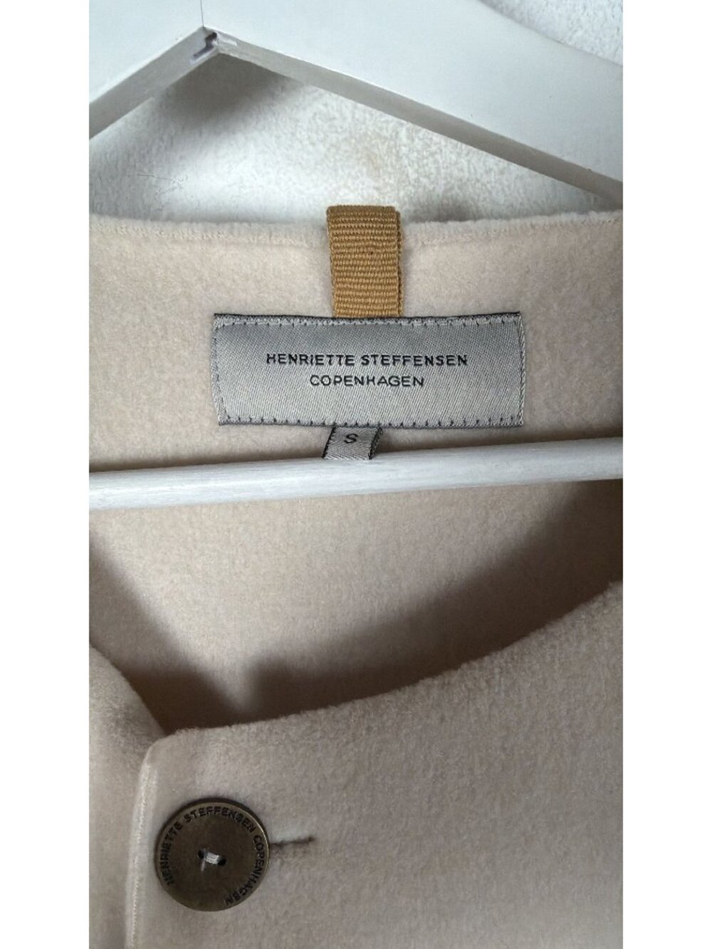 Henriette Steffensen Copenhagen Womens Beige Longline Wrap Cardigan Jacket Small - Picture 12 of 12